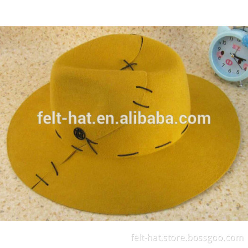 2017 fall/winter collection 100% Australian wool felt 3 panels fedora hat stitches style